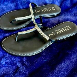Women’s leather sandals with bling. Brand new. Still in box, never worn.